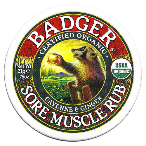 <img alt="Badger, Organic Sore Muscle Rub, Cayenne & Ginger, 0.75 oz (21 g)" title="Badger, Organic Sore Muscle Rub, Cayenne & Ginger, 0.75 oz (21 g),634084023121"