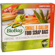 3 PACK of Biobag 3 Gallon Food Scrap Bags -- 25 Bags