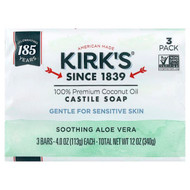 <img alt="Kirks, 100% Premium Coconut Oil Castile Bar Soap, Soothing Aloe Vera, 3 Bars, 4 oz (113 g) Each" title="Kirks, 100% Premium Coconut Oil Castile Bar Soap, Soothing Aloe Vera, 3 Bars, 4 oz (113 g) Each,639844148205"