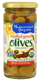3 PACK of Mediterranean Organic Red Pepper Stuffed Green Olives -- 8.5 oz