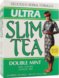 3 PACK of Hobe Labs Ultra Slim Tea Double Mint -- 24 Tea Bags