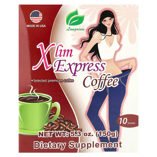 <img alt="Longreen, Xlim Express Coffee, 10 Sachets, 5.3 oz (150 g)" title="Longreen, Xlim Express Coffee, 10 Sachets, 5.3 oz (150 g),8936630025484"