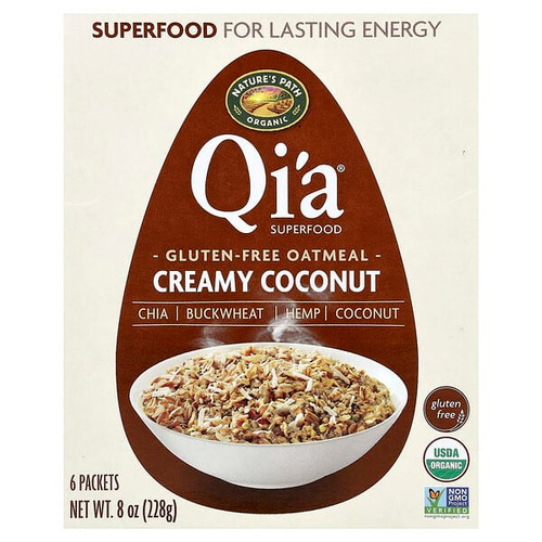<img alt="Natures Path, Organic Qia Superfood Gluten Free Oatmeal, Creamy Coconut, 6 Packets, 38 g Each" title="Natures Path, Organic Qia Superfood Gluten Free Oatmeal, Creamy Coconut, 6 Packets, 38 g Each,058449154037"