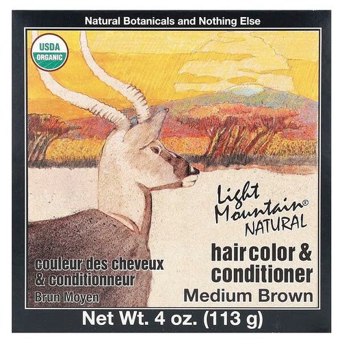 <img alt="Light Mountain, Natural Hair Color & Conditioner, Medium Brown, 4 oz (113 g)" title="Light Mountain, Natural Hair Color & Conditioner, Medium Brown, 4 oz (113 g),077014100057"
