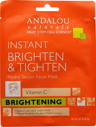 3 PACK of Andalou Naturals, Instant Brighten & Tighten, Hydro Serum Facial Mask, Brightening, 1 Single Use Fiber Sheet Mask, .6 fl oz (18 ml)