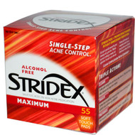 3 PACK OF Stridex, Single-Step Acne Control, Maximum, Alcohol Free, 55 Soft Touch Pads