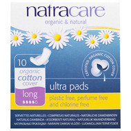 3 PACK of Natracare, Ultra Pads, Organic Cotton Cover, Long, 10 Pads