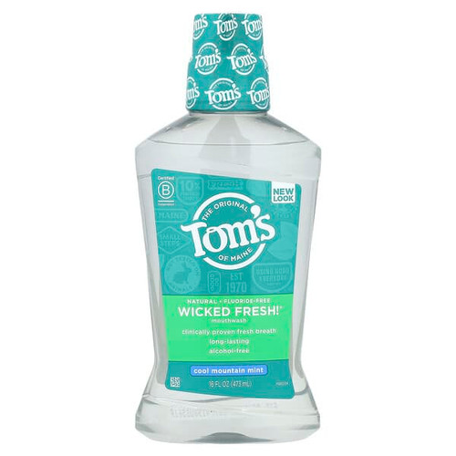 <img alt="Toms of Maine, Wicked Fresh, Mouthwash, Alcohol-Free, Fluoride-Free, Cool Mountain Mint, 16 fl oz (473 ml)" title="Toms of Maine, Wicked Fresh, Mouthwash, Alcohol-Free, Fluoride-Free, Cool Mountain Mint, 16 fl oz (473 ml),077326460160"