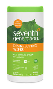 3 PACK of Seventh Generation Disinfecting Wipes Lemongrass Citrus -- 70 Wipes