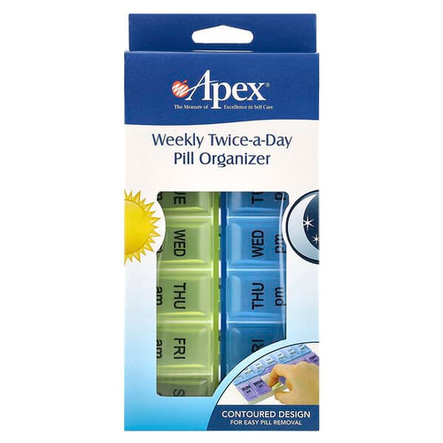 <img alt="3 PACK of Apex, Weekly Twice-A-Day Pill Organizer, 1 Pill Organizer" title="3 PACK of Apex, Weekly Twice-A-Day Pill Organizer, 1 Pill Organizer,076855700594"