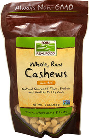 3 PACK of NOW Real Food Whole Raw Cashews Unsalted -- 10 oz