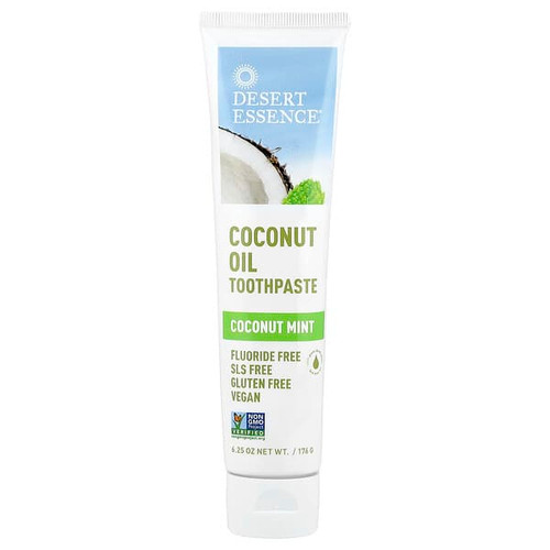 <img alt="Desert Essence, Coconut Oil Toothpaste, Coconut Mint, 6.25 oz (176 g)" title="Desert Essence, Coconut Oil Toothpaste, Coconut Mint, 6.25 oz (176 g),718334334080"