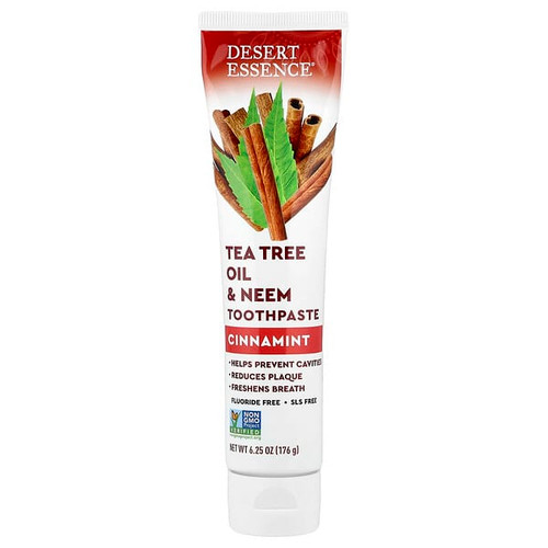 <img alt="Desert Essence, Tea Tree Oil & Neem Toothpaste, Cinnamint, 6.25 oz (176 g)" title="Desert Essence, Tea Tree Oil & Neem Toothpaste, Cinnamint, 6.25 oz (176 g),718334334103"