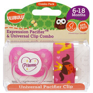 Ulubulu, Expression Pacifiers & Universal Clip Combo, Princess, 6-18 Months, 2 Pieces
