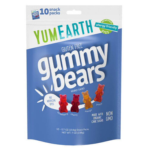 <img alt="YumEarth, Gluten Free Gummy Bears, Strawberry, Cherry, Mango, Peach, 10 Snack Packs, 0.7 oz (19.8 g) Each" title="YumEarth, Gluten Free Gummy Bears, Strawberry, Cherry, Mango, Peach, 10 Snack Packs, 0.7 oz (19.8 g) Each,810165015029"