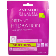 3 PACK of Andalou Naturals, Instant Hydration, Hydro Serum Facial Mask, 1 Single Use Fiber Sheet Mask, .6 fl oz (18 ml)