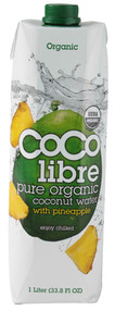 Coco Libre, Pure Organic Coconut Water,  Pineapple - 33.8 fl oz