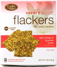 3 PACK of Doc In The Kitchen Flackers Organic Flax Seed Crackers Savory Garlic Onion Basil & Red Chile Pepper -- 5 oz