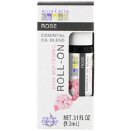 3 PACK of Aura Cacia, Essential Oil Blend, Skin Softening Roll-On, Rose, .31 fl oz (9.2 ml)