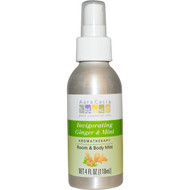 3 PACK of Aura Cacia, Aromatherapy Room & Body Mist, Invigorating Ginger & Mint, 4 fl oz (118 ml)