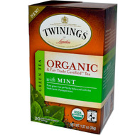 Twinings, Organic Green Tea with Mint, 20 Tea Bags, 1.27 oz (36 g)