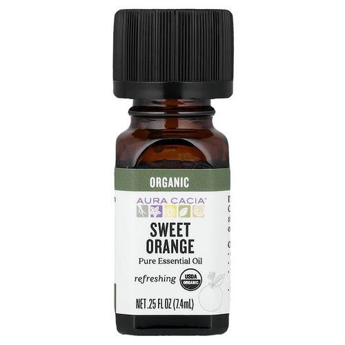 <img alt="Aura Cacia, Pure Essential Oil, Organic Sweet Orange, 0.25 fl oz (7.4 ml)" title="Aura Cacia, Pure Essential Oil, Organic Sweet Orange, 0.25 fl oz (7.4 ml),051381908126"