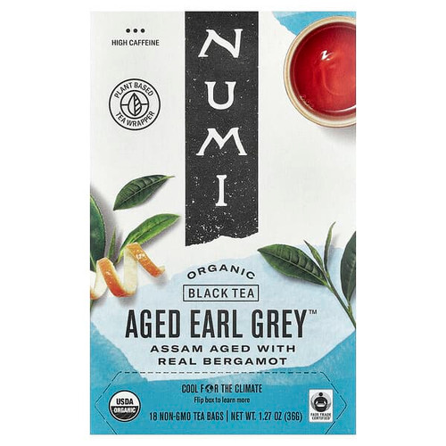 <img alt="Numi Tea, Organic Black Tea, Aged Earl Grey, 18 Tea Bags, 1.27 oz (36 g)" title="Numi Tea, Organic Black Tea, Aged Earl Grey, 18 Tea Bags, 1.27 oz (36 g),680692101706"