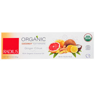 3 PACK of RADIUS, USDA Organic Coconut Toothpaste, Ginger Citrus, 3 oz (85 g)