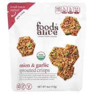 <img alt="Foods Alive, Sprouted Crisps, Onion & Garlic, 4 oz (113 g)" title="Foods Alive, Sprouted Crisps, Onion & Garlic, 4 oz (113 g),891551000058"