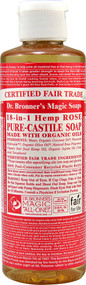 3 PACK of Dr. Bronners Pure Castile Liquid Soap Rose -- 8 fl oz
