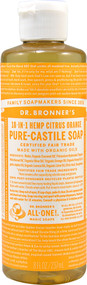 3 PACK of Dr. Bronners Pure Castile Liquid Soap Citrus Orange -- 8 fl oz