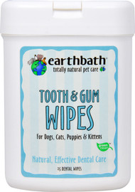 3 PACK of Earthbath Tooth & Gum Wipes For Dogs Cats Puppies & Kittens Peppermint -- 25 Wipes