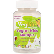 3 PACK OF VegLife, Vegan Kids Multiple, Berry Flavor, 60 Chewables