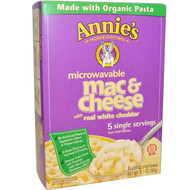 3 PACK of Annies Homegrown Microwavable White Cheddar Macaroni & Cheese -- 5 Packets