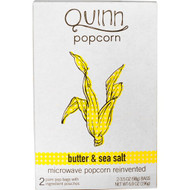 3 PACK of Quinn Popcorn, Real Butter & Sea Salt, 2 Bags, 3.5 oz (98 g) Each