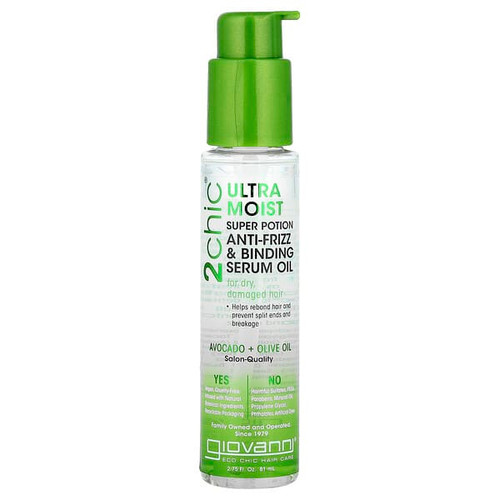 <img alt="Giovanni, 2chic, Ultra-Moist Super Potion Anti-Frizz & Binding Serum Oil, For Dry, Damaged Hair, Avocado + Olive Oil, 2.75 fl oz (81 ml)" title="Giovanni, 2chic, Ultra-Moist Super Potion Anti-Frizz & Binding Serum Oil, For Dry, Damaged Hair, Avocado + Olive Oil, 2.75 fl oz (81 ml),716237184030"