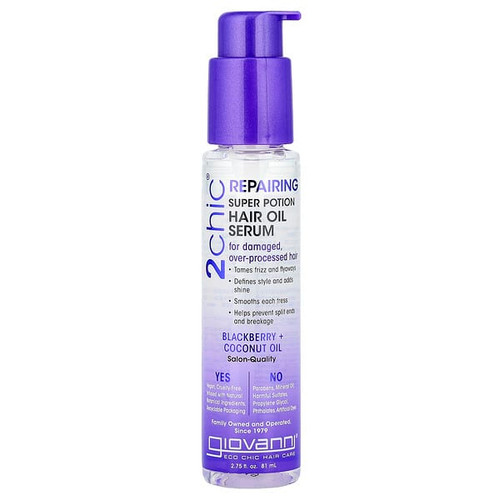 <img alt="Giovanni, 2chic, Repairing Super Potion Hair Oil Serum, Blackberry + Coconut Oil, 2.75 fl oz (81 ml)" title="Giovanni, 2chic, Repairing Super Potion Hair Oil Serum, Blackberry + Coconut Oil, 2.75 fl oz (81 ml),716237184856"