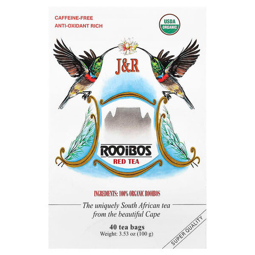 <img alt="J&R Port Trading, Rooibos Red Tea, Caffeine-Free, 40 Tea Bags, 3.53 oz (100 g)" title="J&R Port Trading, Rooibos Red Tea, Caffeine-Free, 40 Tea Bags, 3.53 oz (100 g),607275000041"