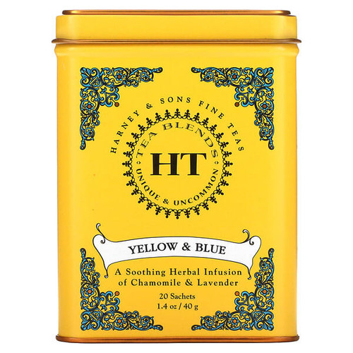 <img alt="Harney & Sons, HT Tea Blends, Yellow & Blue, Caffeine Free, 20 Sachets, 1.4 oz (40 g)" title="Harney & Sons, HT Tea Blends, Yellow & Blue, Caffeine Free, 20 Sachets, 1.4 oz (40 g),636046316074"