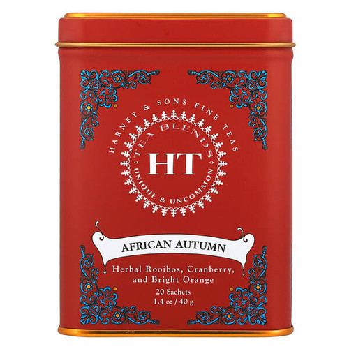 <img alt="Harney & Sons, HT Tea Blends, African Autumn, Caffeine-Free, 20 Sachets, 1.4 oz (40 g)" title="Harney & Sons, HT Tea Blends, African Autumn, Caffeine-Free, 20 Sachets, 1.4 oz (40 g),636046316043"