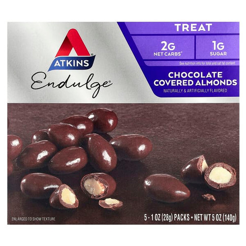 <img alt="Atkins, Endulge, Chocolate Covered Almonds, 5 Packs, 1 oz (28 g) Each" title="Atkins, Endulge, Chocolate Covered Almonds, 5 Packs, 1 oz (28 g) Each,637480070560"