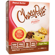 HealthSmart Foods, ChocoRite Protein, Peanut Butter, Sugar Free, 5 Bars, 32 g Each