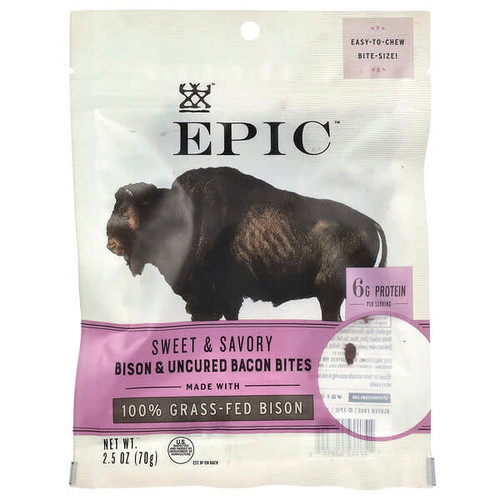 <img alt="Epic Bar, Bites, Bison & Uncured Bacon, Sweet & Savory, 2.5 oz (70 g)" title="Epic Bar, Bites, Bison & Uncured Bacon, Sweet & Savory, 2.5 oz (70 g),732153028555"
