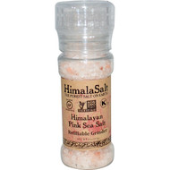 3 PACK of HimalaSalt Himalayan Pink Sea Salt Refillable Mini Grinder -- 4 oz