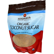 3 PACK of Madhava Natural Sweeteners, Deliciously Organic Coconut Sugar, 1 lb (454 g)