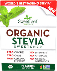 3 PACK of Wisdom Natural SweetLeaf Organic Stevia Sweetener -- 70 Packets
