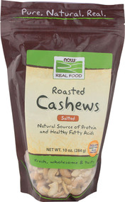 3 PACK of NOW Real Foods Roasted Cashews Lightly Sea Salted -- 10 oz