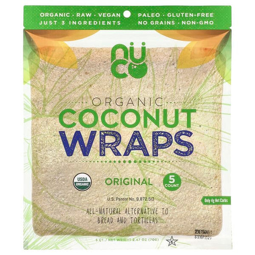 <img alt="NUCO, Organic Coconut Wraps, Original, 5 Wraps, (14 g) Each" title="NUCO, Organic Coconut Wraps, Original, 5 Wraps, (14 g) Each,850306006233"