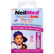 3 PACK of NeilMed, Naspira Drops, Babies & Kids, 12 Sterile Saline Ampoules, 0.034 fl oz (1 ml) Each