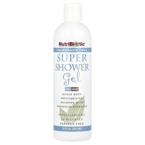 <img alt="NutriBiotic, Super Shower Gel, Non-Soap, Fragrance Free, 12 fl oz (355 ml)" title="NutriBiotic, Super Shower Gel, Non-Soap, Fragrance Free, 12 fl oz (355 ml),728177010393"